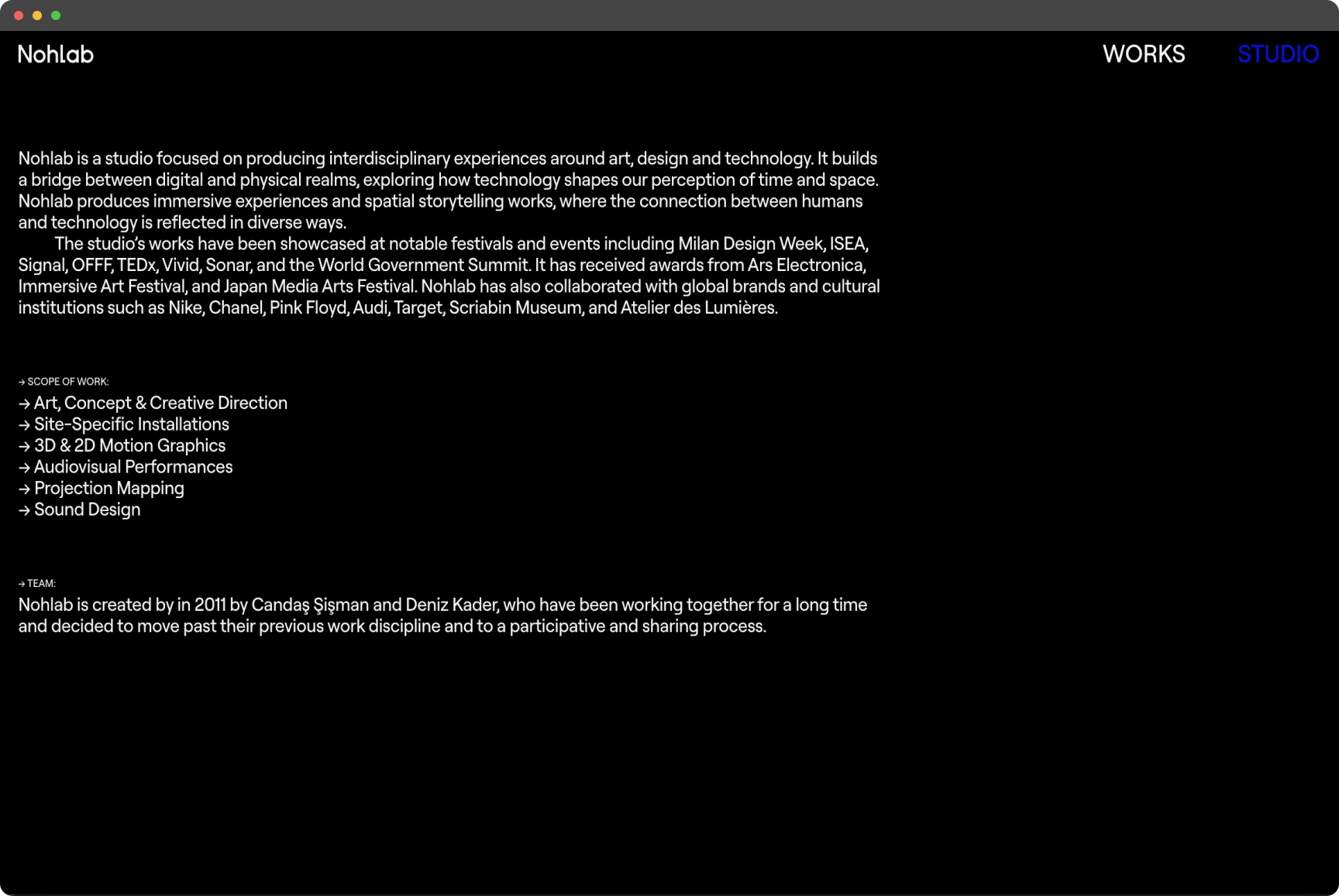 Nohlab Studio Page
