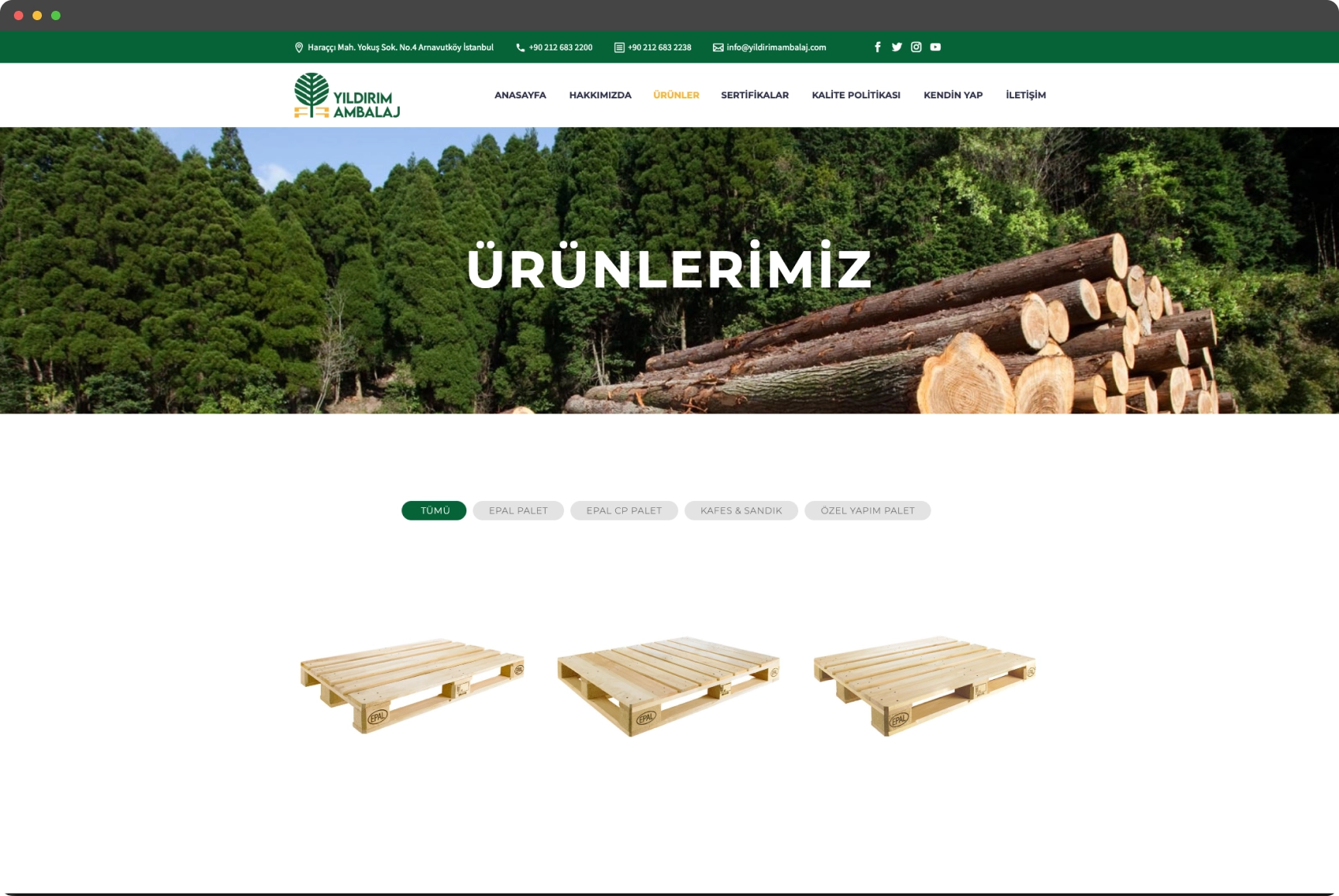 Website Products Page
